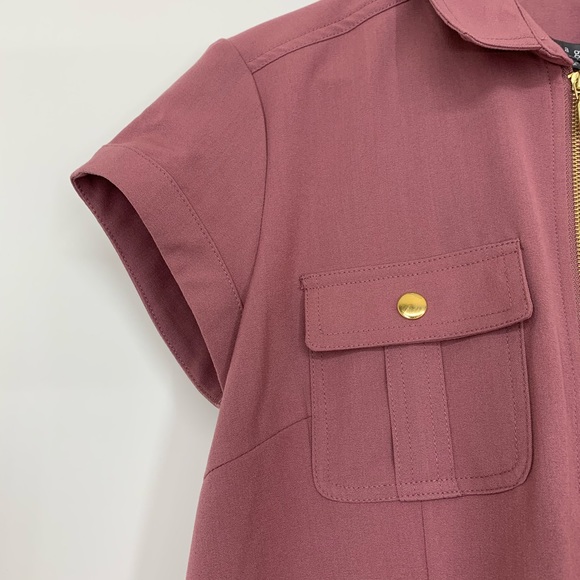 Sharagano Floraberry Dusty Mauve Utility Uniform Shift Dress New Nwt Size 6 - Picture 3 of 14